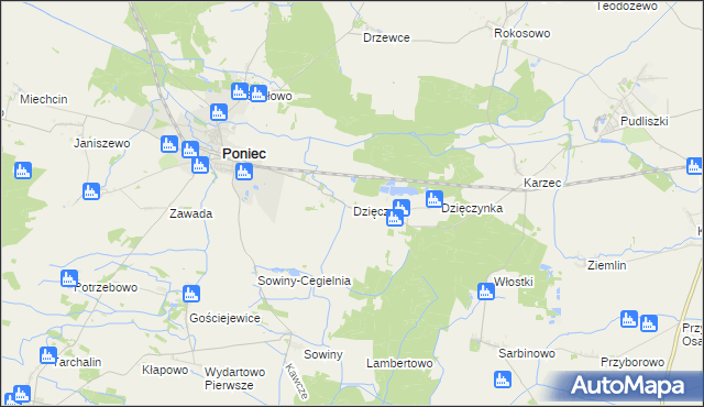 mapa Dzięczyna, Dzięczyna na mapie Targeo