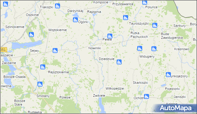 mapa Dziedziule, Dziedziule na mapie Targeo