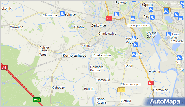 mapa Dziekaństwo, Dziekaństwo na mapie Targeo