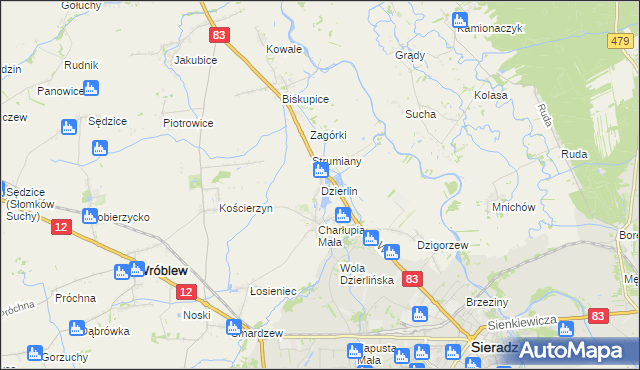 mapa Dzierlin, Dzierlin na mapie Targeo