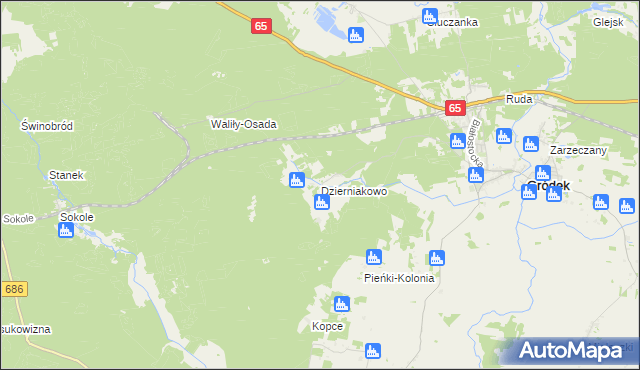 mapa Dzierniakowo, Dzierniakowo na mapie Targeo