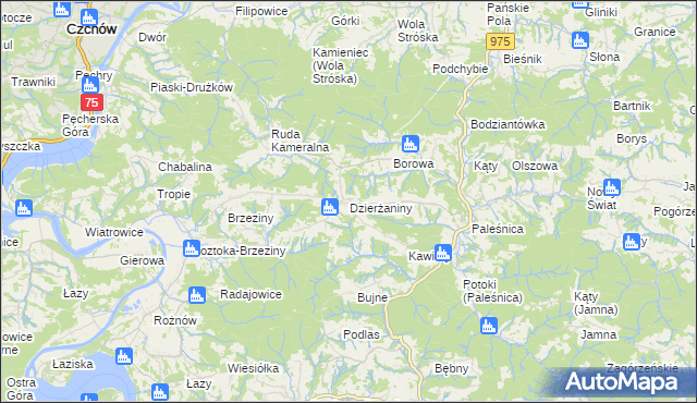 mapa Dzierżaniny, Dzierżaniny na mapie Targeo