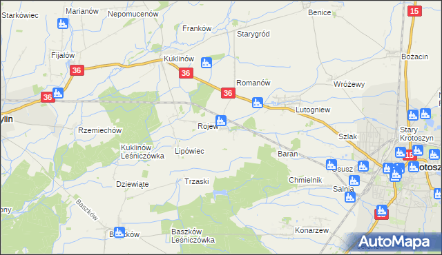 mapa Dzierżanów gmina Krotoszyn, Dzierżanów gmina Krotoszyn na mapie Targeo