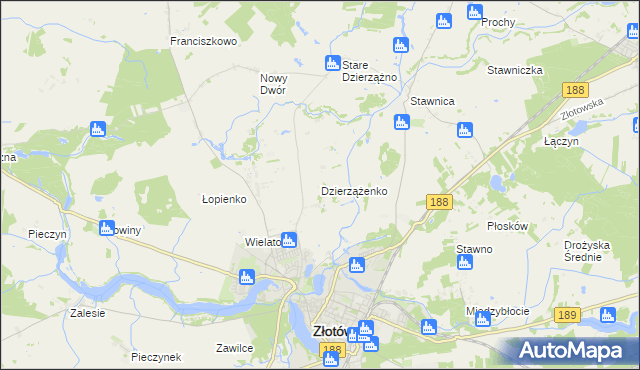 mapa Dzierzążenko, Dzierzążenko na mapie Targeo