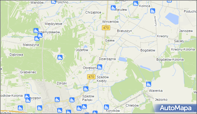 mapa Dzierżązna gmina Turek, Dzierżązna gmina Turek na mapie Targeo