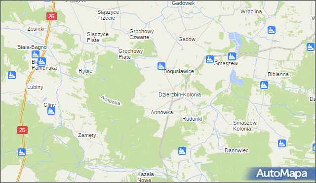 mapa Dzierzbin-Kolonia, Dzierzbin-Kolonia na mapie Targeo