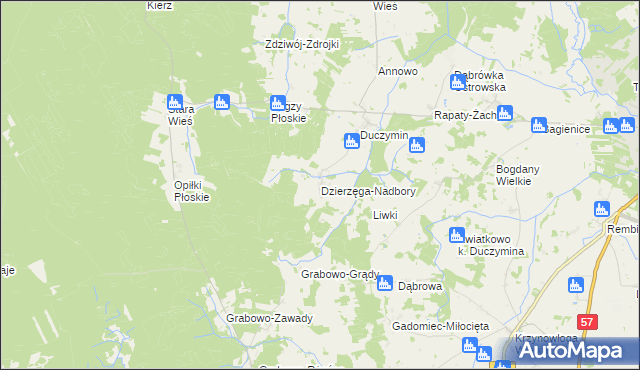 mapa Dzierzęga-Nadbory, Dzierzęga-Nadbory na mapie Targeo