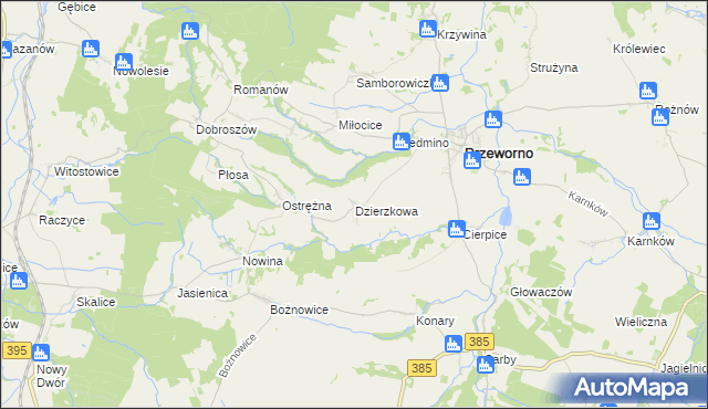 mapa Dzierzkowa, Dzierzkowa na mapie Targeo