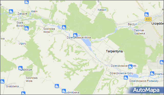 mapa Dzierzkowice-Zastawie, Dzierzkowice-Zastawie na mapie Targeo