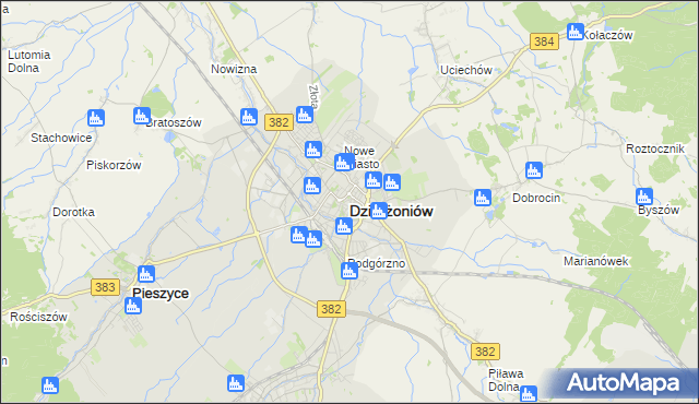mapa Dzierżoniów, Dzierżoniów na mapie Targeo