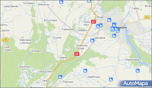 mapa Dziewcza Struga, Dziewcza Struga na mapie Targeo