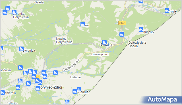 mapa Dziewięcierz, Dziewięcierz na mapie Targeo