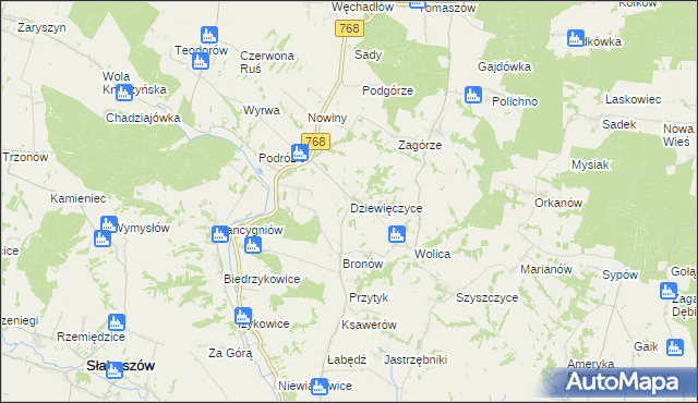 mapa Dziewięczyce, Dziewięczyce na mapie Targeo