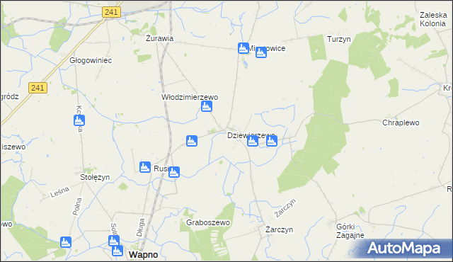 mapa Dziewierzewo, Dziewierzewo na mapie Targeo