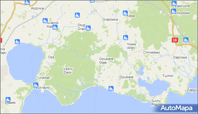 mapa Dziubiele Małe, Dziubiele Małe na mapie Targeo