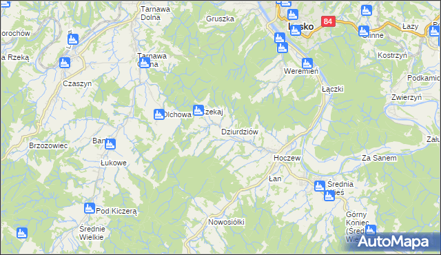 mapa Dziurdziów, Dziurdziów na mapie Targeo