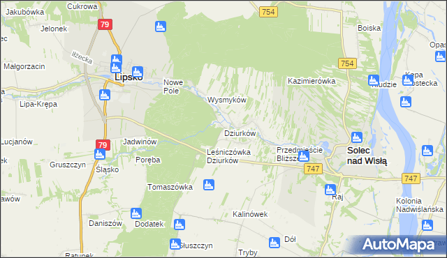 mapa Dziurków, Dziurków na mapie Targeo