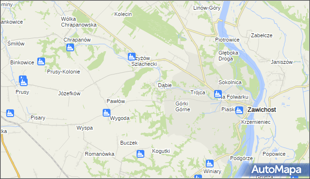 mapa Dziurów gmina Zawichost, Dziurów gmina Zawichost na mapie Targeo