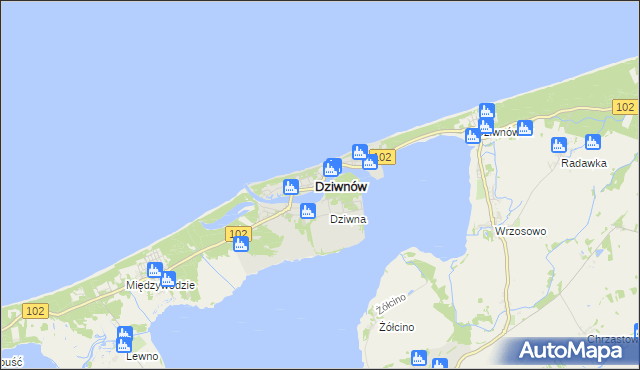 mapa Dziwnów, Dziwnów na mapie Targeo