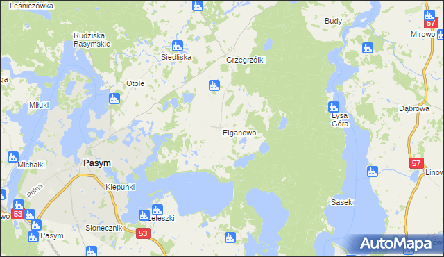 mapa Elganowo, Elganowo na mapie Targeo