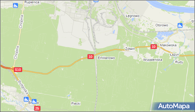 mapa Emilianowo gmina Nowa Wieś Wielka, Emilianowo gmina Nowa Wieś Wielka na mapie Targeo