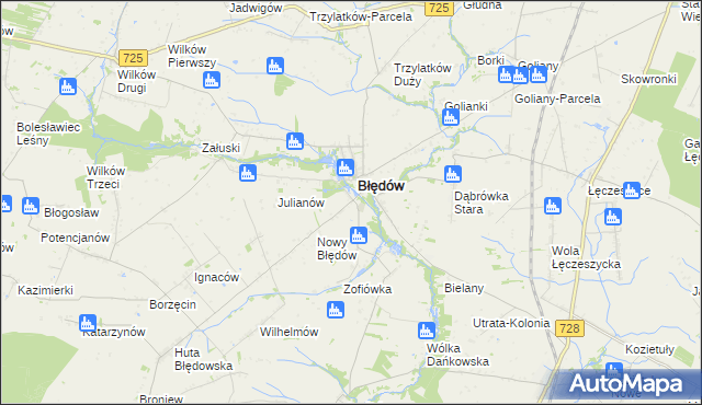 mapa Fabianów gmina Błędów, Fabianów gmina Błędów na mapie Targeo