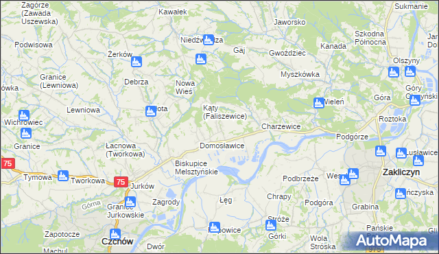 mapa Faliszewice, Faliszewice na mapie Targeo