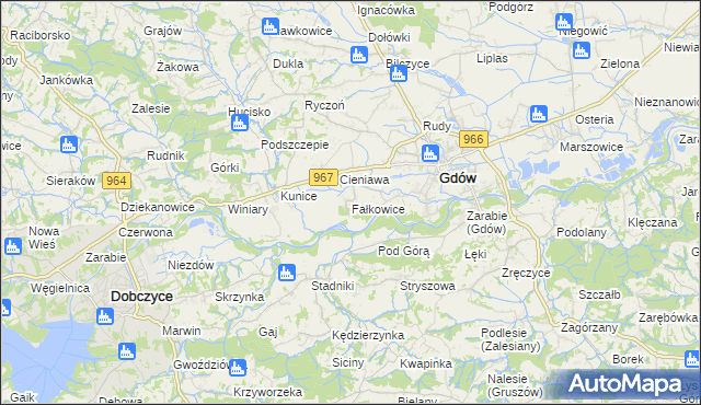 mapa Fałkowice gmina Gdów, Fałkowice gmina Gdów na mapie Targeo