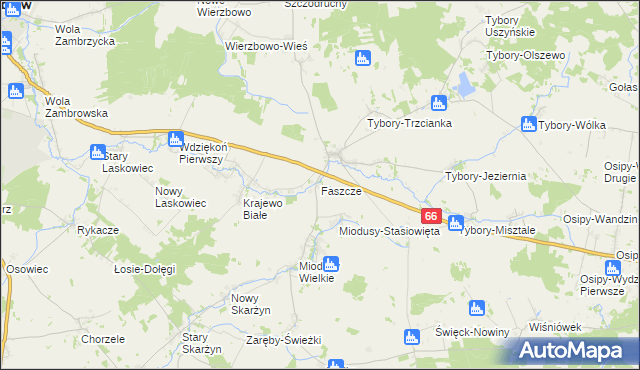 mapa Faszcze gmina Wysokie Mazowieckie, Faszcze gmina Wysokie Mazowieckie na mapie Targeo