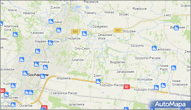 mapa Feliksów gmina Sochaczew, Feliksów gmina Sochaczew na mapie Targeo