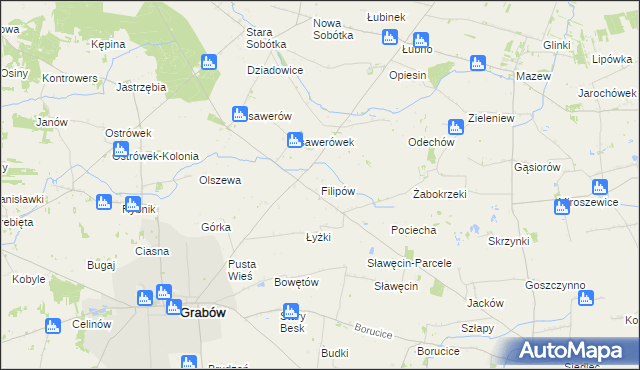 mapa Filipów gmina Grabów, Filipów gmina Grabów na mapie Targeo