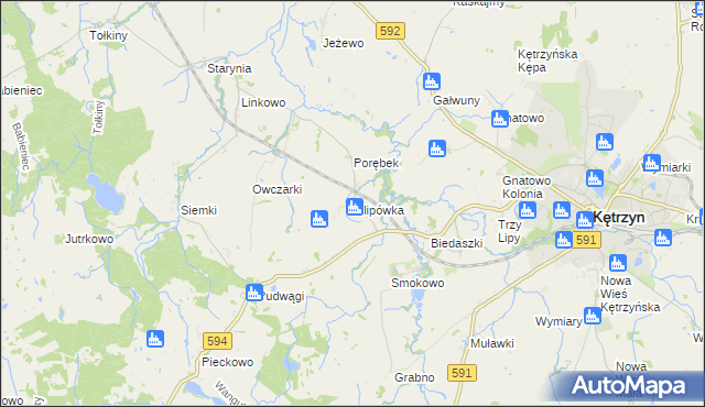 mapa Filipówka gmina Kętrzyn, Filipówka gmina Kętrzyn na mapie Targeo