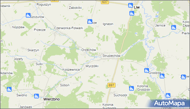 mapa Filipy gmina Wierzbno, Filipy gmina Wierzbno na mapie Targeo