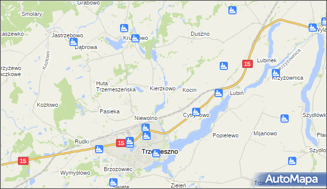 mapa Folusz gmina Trzemeszno, Folusz gmina Trzemeszno na mapie Targeo