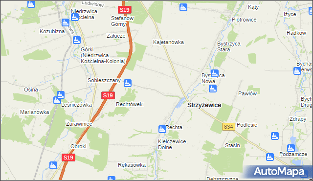 mapa Franciszków gmina Strzyżewice, Franciszków gmina Strzyżewice na mapie Targeo