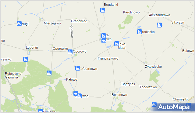 mapa Franciszkowo gmina Poniec, Franciszkowo gmina Poniec na mapie Targeo