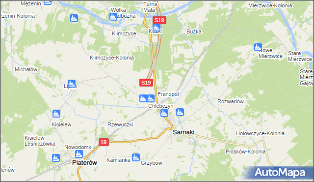 mapa Franopol gmina Sarnaki, Franopol gmina Sarnaki na mapie Targeo