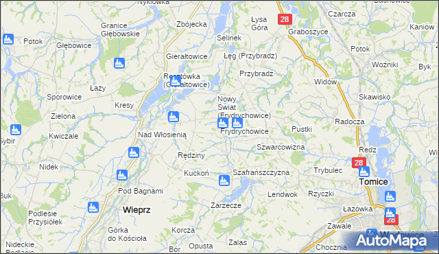 mapa Frydrychowice, Frydrychowice na mapie Targeo