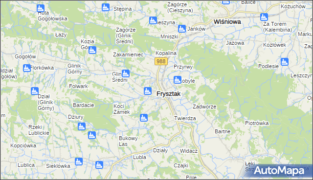 mapa Frysztak, Frysztak na mapie Targeo