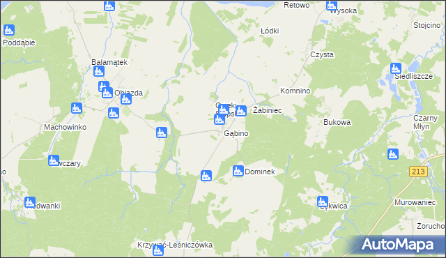 mapa Gąbino, Gąbino na mapie Targeo