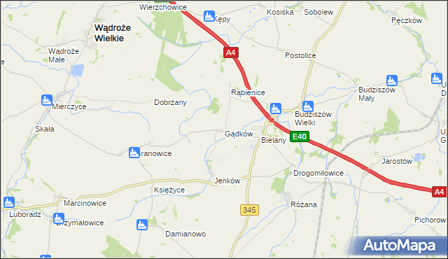 mapa Gądków, Gądków na mapie Targeo