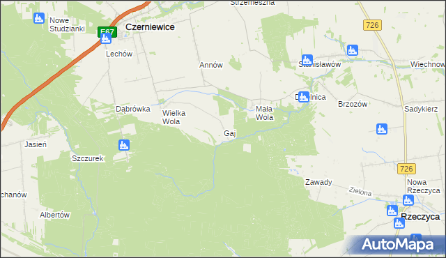 mapa Gaj gmina Czerniewice, Gaj gmina Czerniewice na mapie Targeo