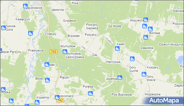 mapa Gaj gmina Przedbórz, Gaj gmina Przedbórz na mapie Targeo