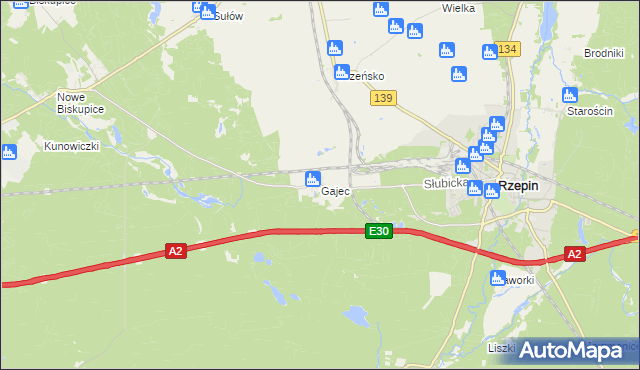 mapa Gajec, Gajec na mapie Targeo