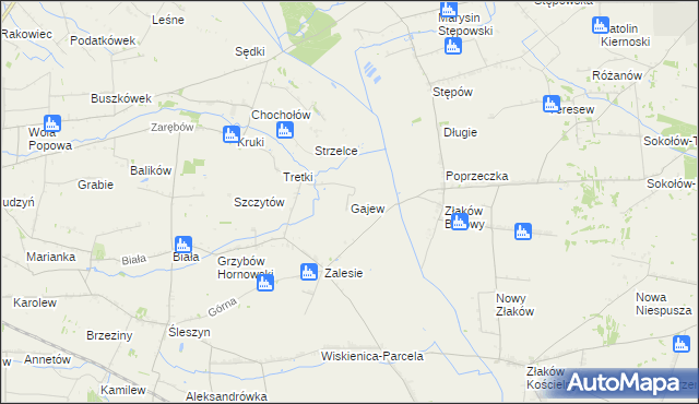 mapa Gajew gmina Żychlin, Gajew gmina Żychlin na mapie Targeo