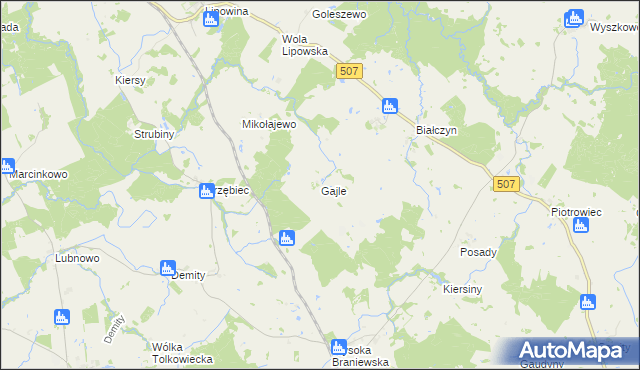 mapa Gajle, Gajle na mapie Targeo