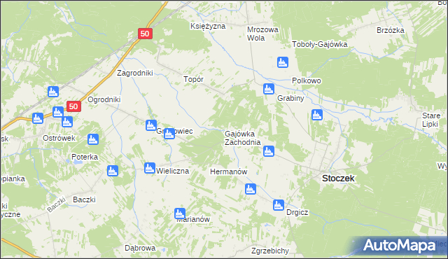 mapa Gajówka Zachodnia, Gajówka Zachodnia na mapie Targeo