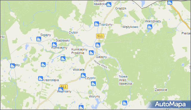 mapa Gałajny, Gałajny na mapie Targeo