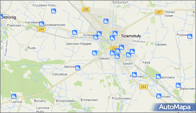 mapa Gałowo gmina Szamotuły, Gałowo gmina Szamotuły na mapie Targeo