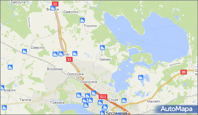 mapa Gałowo gmina Szczecinek, Gałowo gmina Szczecinek na mapie Targeo